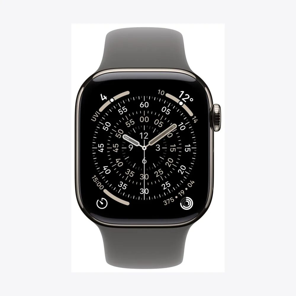 Apple Watch Series 11 GPS + Cellular 42mm Natural Titanium Case with Stone Grey Sport Band - S/M