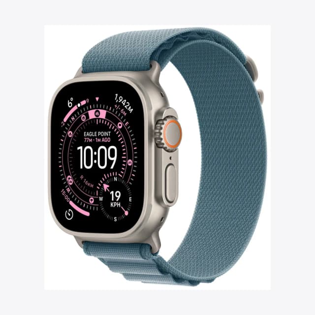 Apple Watch Ultra 3 GPS + Cellular 49mm Natural Titanium Case with Light Blue Alpine Loop - Small