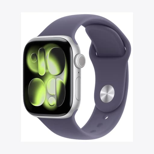 Apple Watch Series 11 GPS 42mm Silver Aluminium Case with Purple Fog Sport Band - S/M