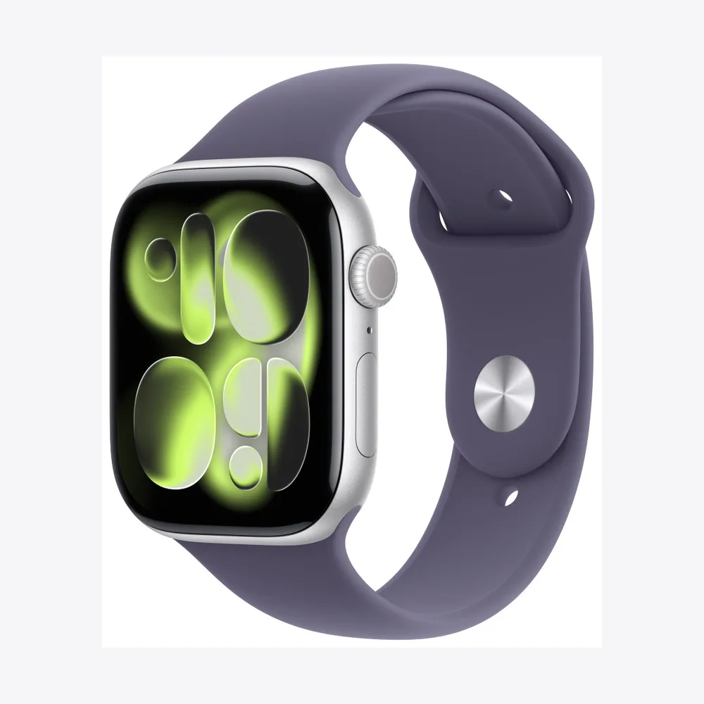 Apple Watch Series 11 GPS 46mm Silver Aluminium Case with Purple Fog Sport Band - S/M
