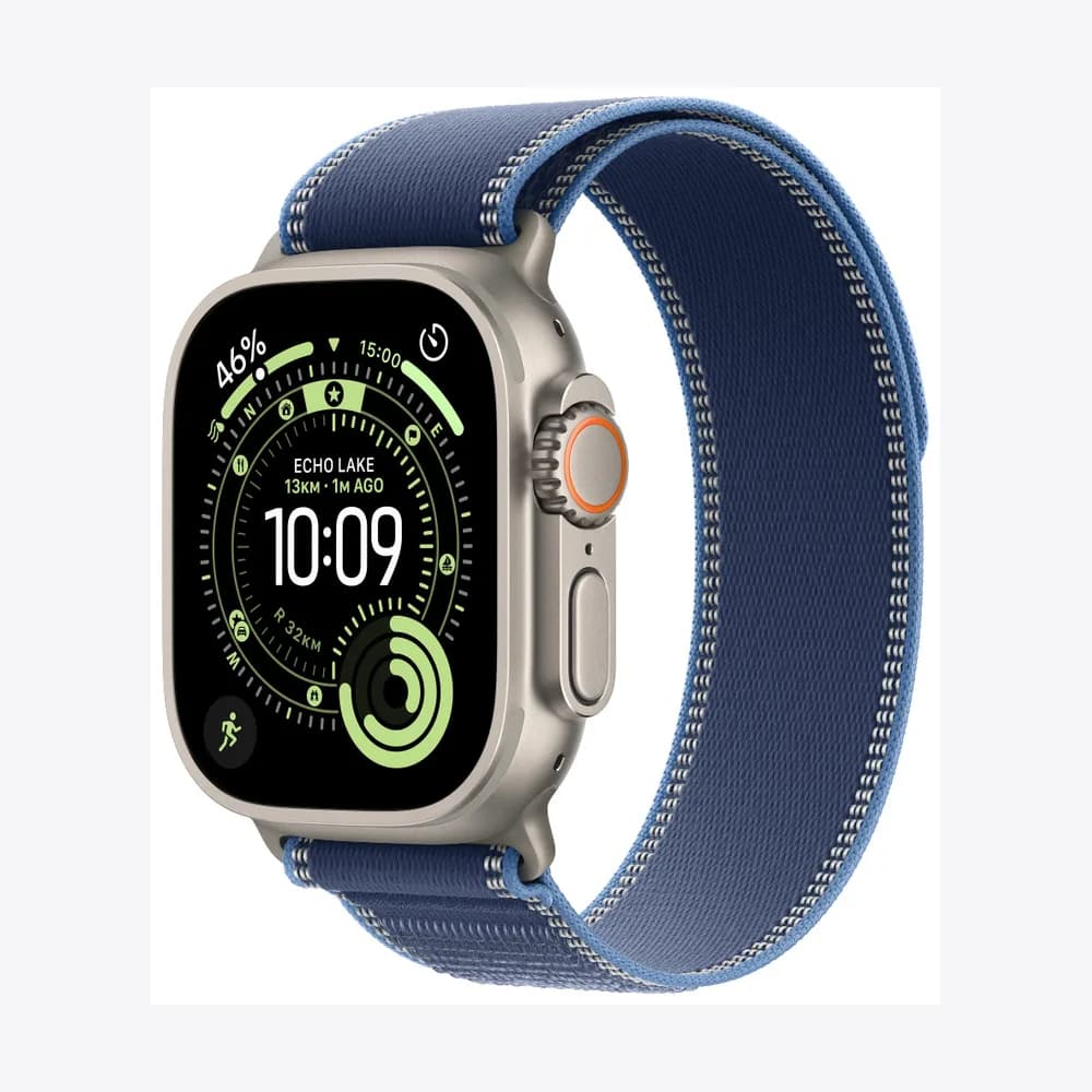 Apple Watch Ultra 3 GPS + Cellular 49mm Natural Titanium Case with Blue/Bright Blue Trail Loop - S/M