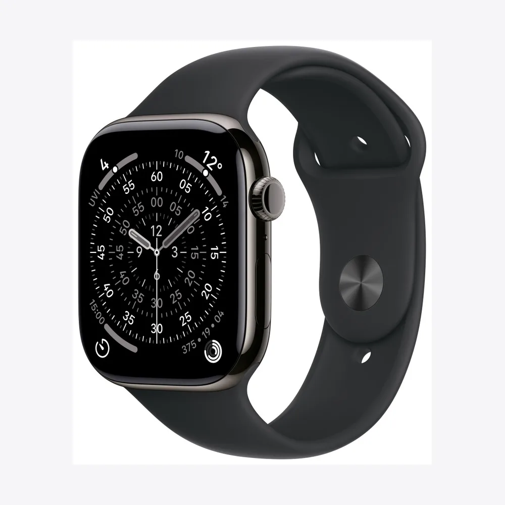 Apple Watch Series 11 GPS + Cellular 46mm Slate Titanium Case with Black Sport Band - M/L