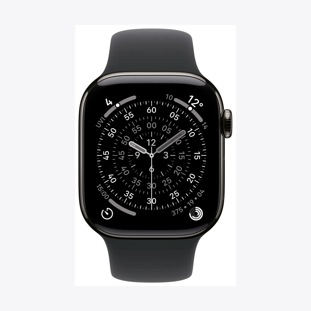 Apple Watch Series 11 GPS + Cellular 42mm Slate Titanium Case with Black Sport Band - M/L
