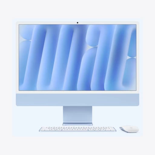 24-inch iMac with Retina 4.5K display: Apple M4 chip with 8‑core CPU and 8‑core GPU, 16GB, 256GB SSD - Blue