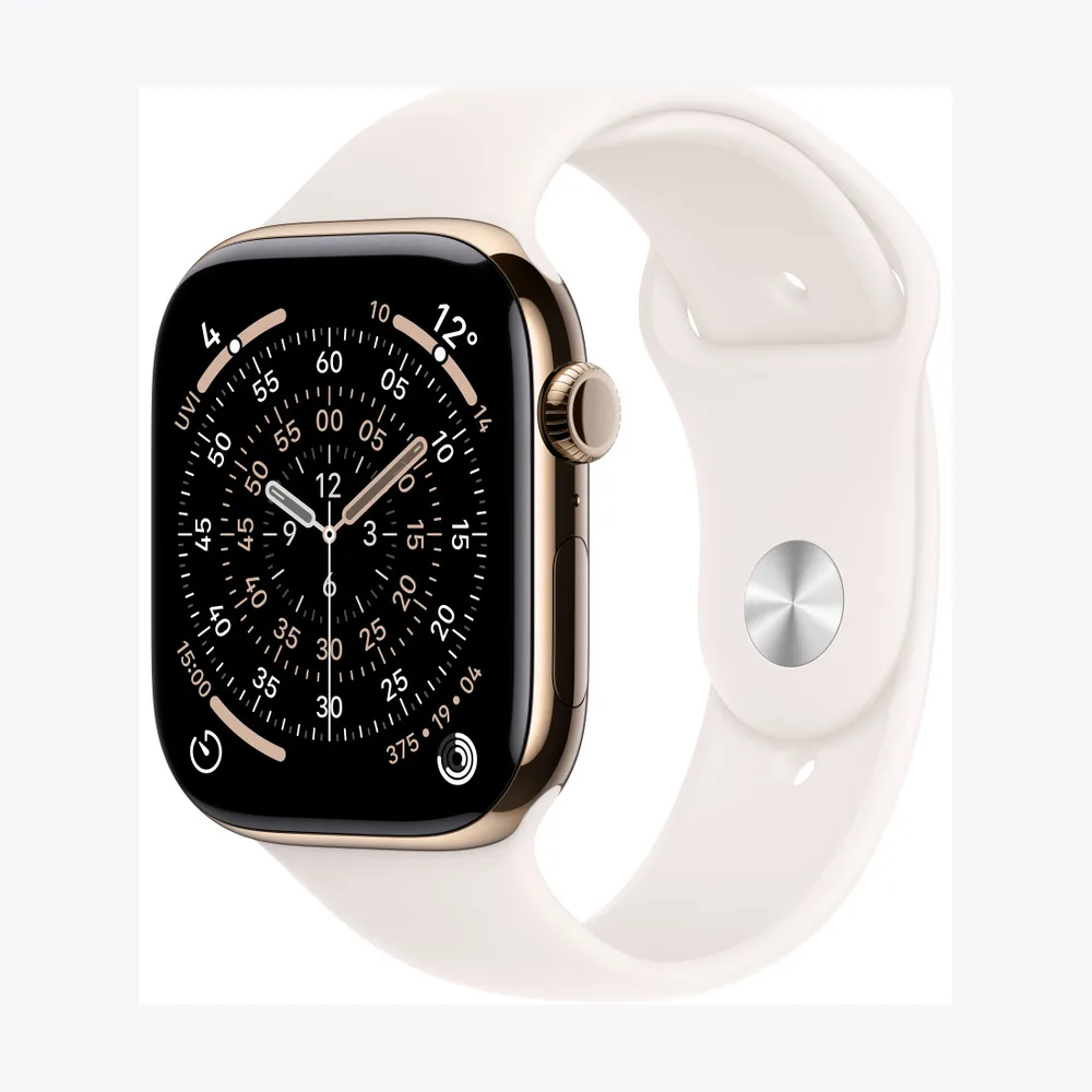 Apple Watch Series 11 GPS + Cellular 46mm Gold Titanium Case with Light Blush Sport Band - M/L