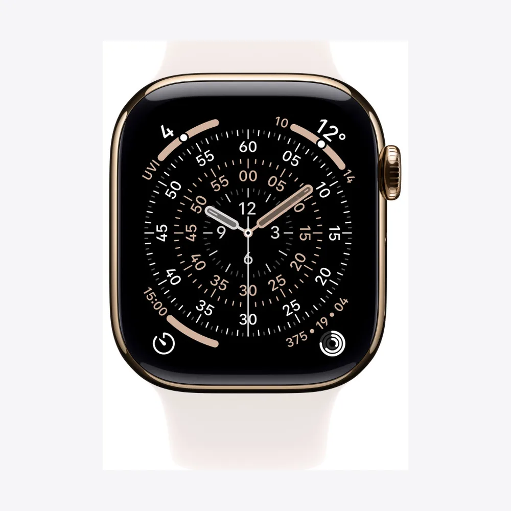 Apple Watch Series 11 GPS + Cellular 42mm Gold Titanium Case with Light Blush Sport Band - S/M