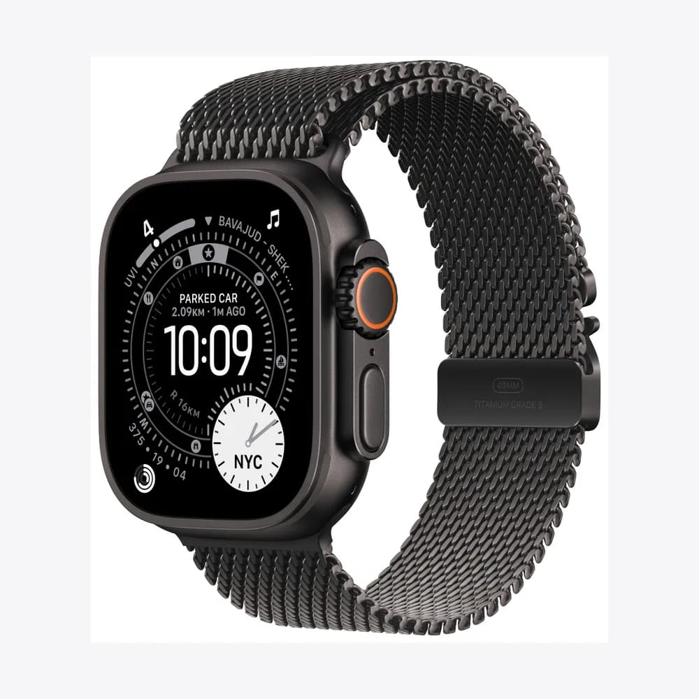 Apple Watch Ultra 3 GPS + Cellular 49mm Black Titanium Case with Black Titanium Milanese Loop - Medium